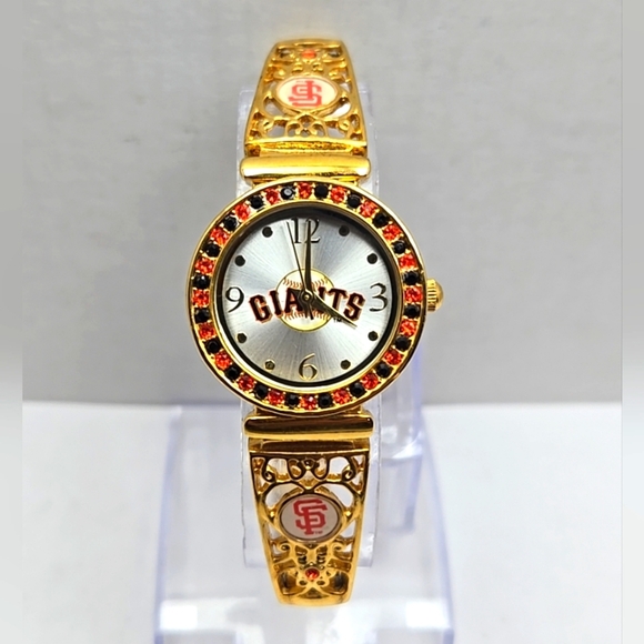 Womens San Francisco Giants Rhinestone Watch Gold Tone Stretch Band New Battery - Picture 1 of 11
